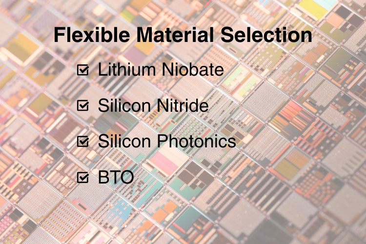 Flexible Material Selection: Lithium Niobate, Silicon Nitride, Silicon Photonics, and BTO